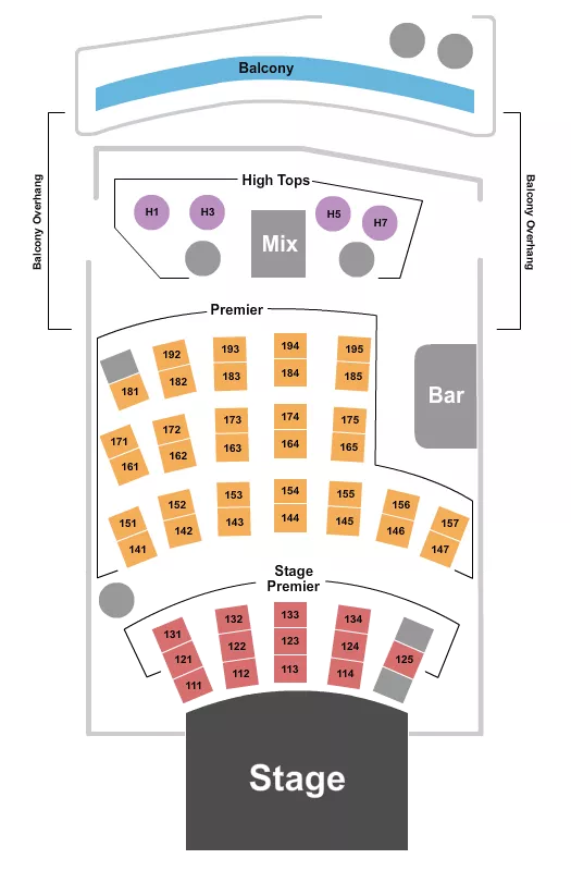 CITY WINERY PITTSBURGH END STAGE Seating Map Seating Chart