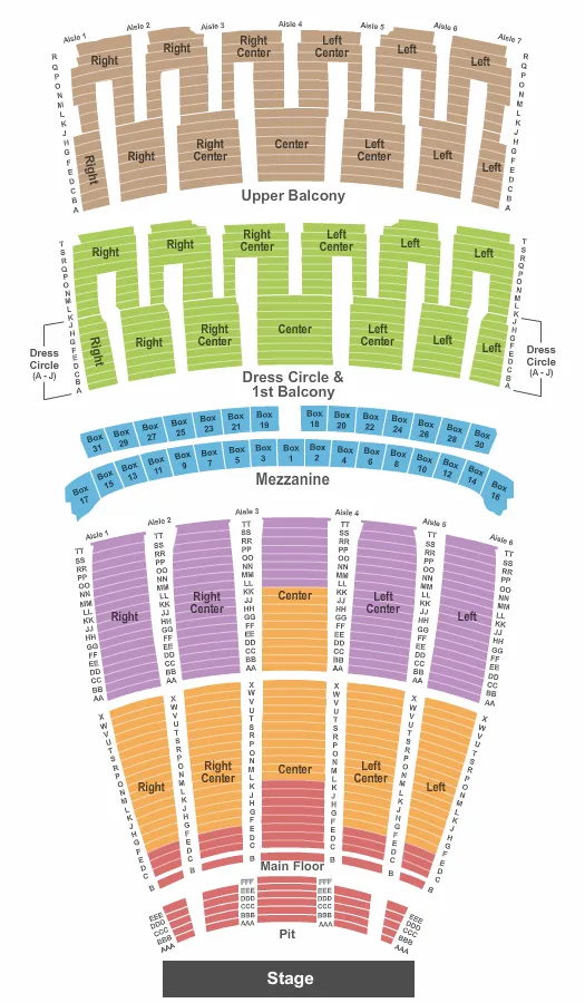 LYRIC OPERA HOUSE IL END STAGE PIT INTZONE Seating Map Seating Chart