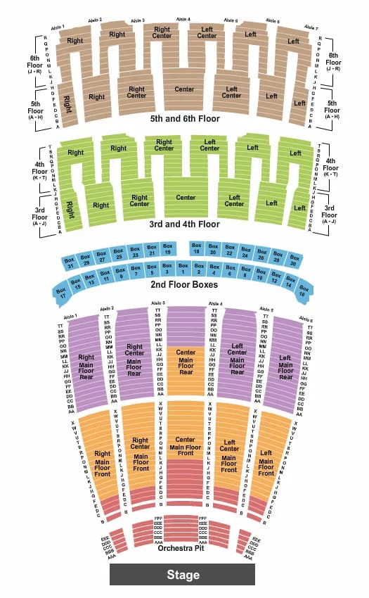 LYRIC OPERA HOUSE IL ENDSTAGE PIT 2 INTZONE Seating Map Seating Chart