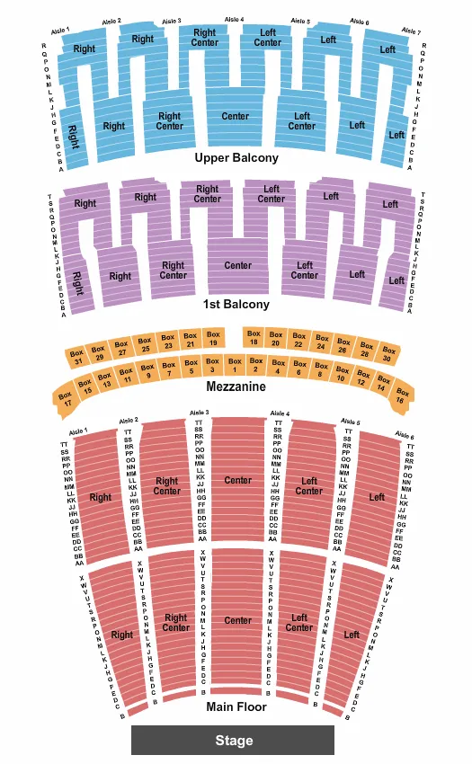 LYRIC OPERA HOUSE IL END STAGE Seating Map Seating Chart