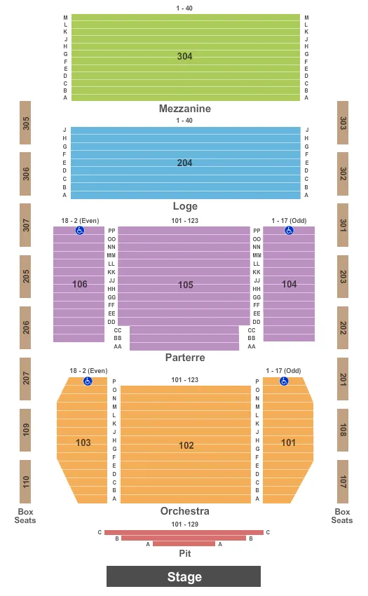 ENDSTAGE PIT Seating Map Seating Chart
