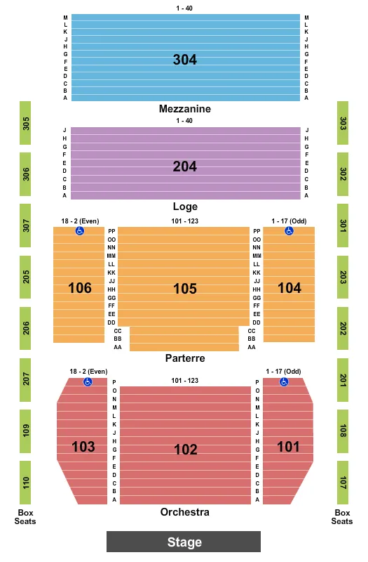 END STAGE Seating Map Seating Chart