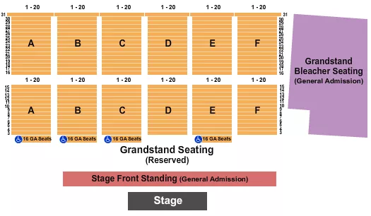 CLAY COUNTY FAIR EVENTS CENTER END STAGE STAGE FRONT STANDING Seating Map Seating Chart
