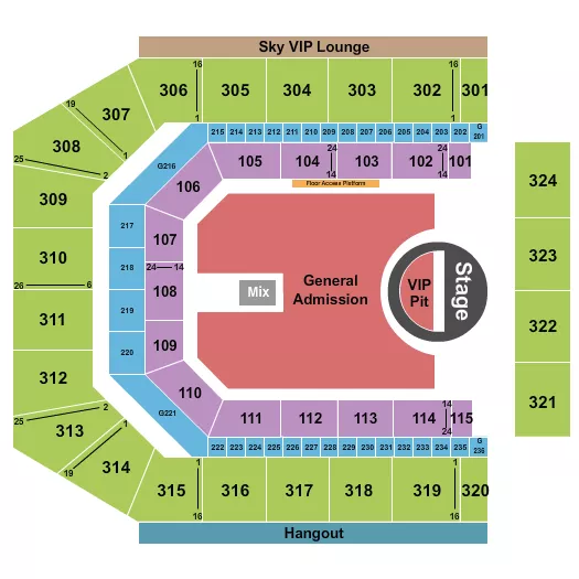 CO OP LIVE 5 SECONDS OF SUMMER Seating Map Seating Chart