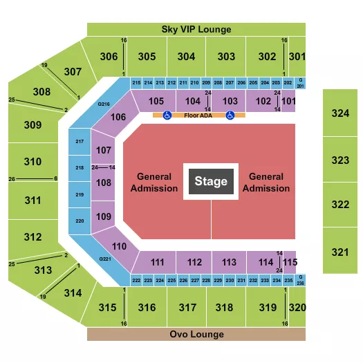 CO OP LIVE CENTER STAGE Seating Map Seating Chart
