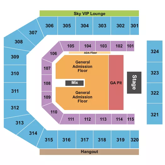 CO OP LIVE ENDSTAGE GA GA PIT Seating Map Seating Chart