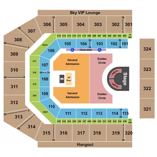 CO OP LIVE ENDSTAGE GA GOLD 2 Seating Map Seating Chart