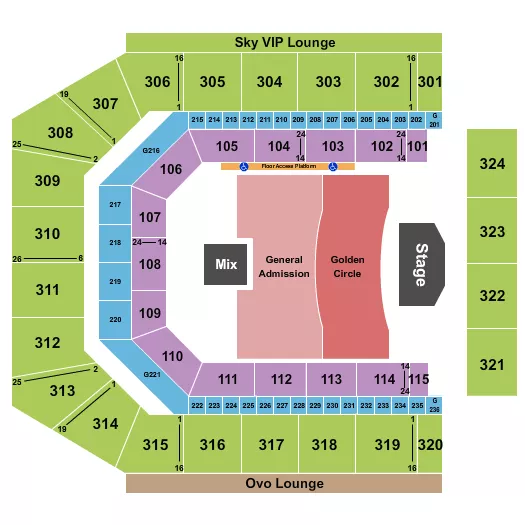 CO OP LIVE ENDSTAGE GA GOLD 3 Seating Map Seating Chart