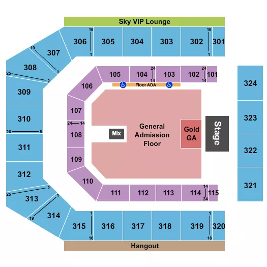 CO OP LIVE ENDSTAGE GA GOLD Seating Map Seating Chart
