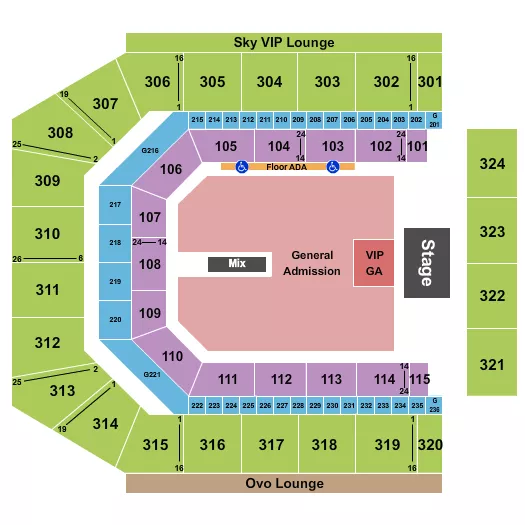 CO OP LIVE ENDSTAGE GA VIP GA FLOOR Seating Map Seating Chart