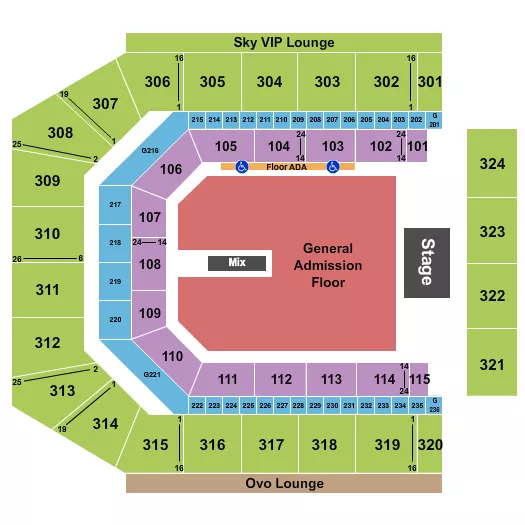 CO OP LIVE ENDSTAGE GA Seating Map Seating Chart