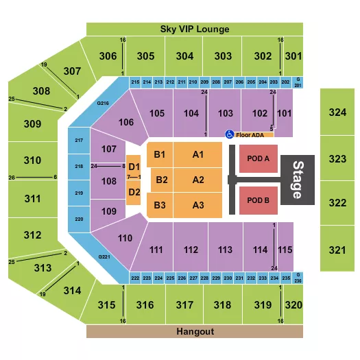 CO OP LIVE ENDSTAGE PODS Seating Map Seating Chart