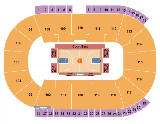 COCA COLA COLISEUM BASKETBALL NAISMITH Seating Map Seating Chart