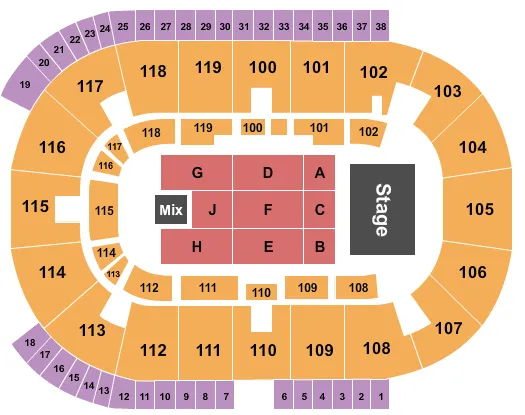 COCA COLA COLISEUM ENDSTAGE 3 Seating Map Seating Chart