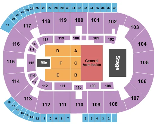 COCA COLA COLISEUM ENDSTAGE GA FLOOR Seating Map Seating Chart
