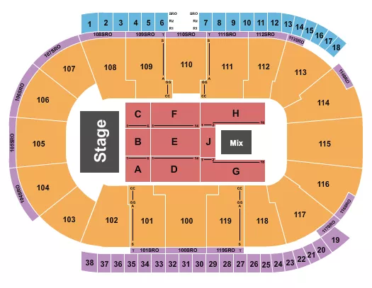 COCA COLA COLISEUM ENDSTAGE 6 Seating Map Seating Chart