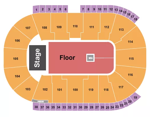 COCA COLA COLISEUM END STAGE GA 2 Seating Map Seating Chart