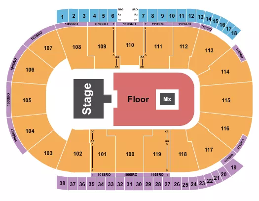 COCA COLA COLISEUM ENDSTAGE GA FLR CATWALK Seating Map Seating Chart