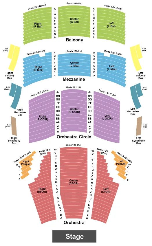 END STAGE Seating Map Seating Chart