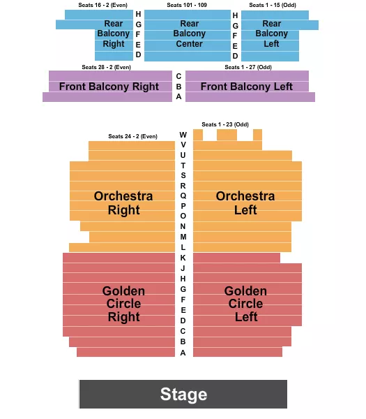 THE COLONIAL THEATRE PHOENIXVILLE ENDSTAGE GC 3 Seating Map Seating Chart