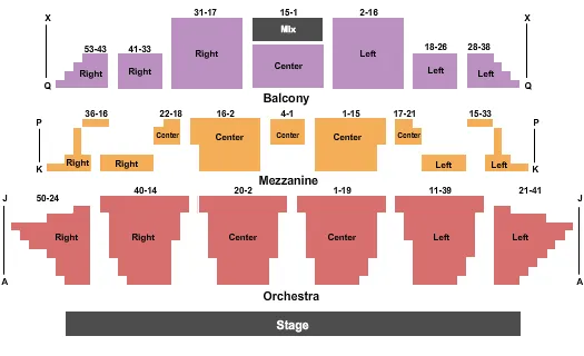 END STAGE Seating Map Seating Chart