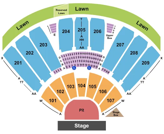 ENDSTAGE PIT 100 A START Seating Map Seating Chart