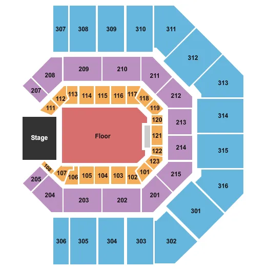 ENDSTAGE LARGE GA FLOOR Seating Map Seating Chart