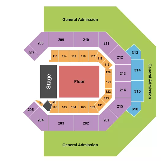 ENDSTAGE GA FLOOR UPPER LEVEL 2 Seating Map Seating Chart