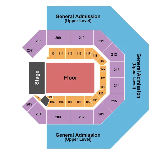 GA FLOOR UPPER LEVEL Seating Map Seating Chart