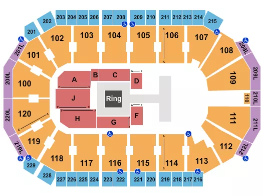 WRESTLING AEW Seating Map Seating Chart