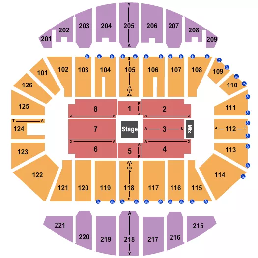 CROWN COLISEUM THE CROWN CENTER CENTER STAGE Seating Map Seating Chart