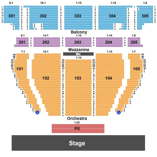 CROWN THEATRE THE CROWN CENTER END STAGE Seating Map Seating Chart
