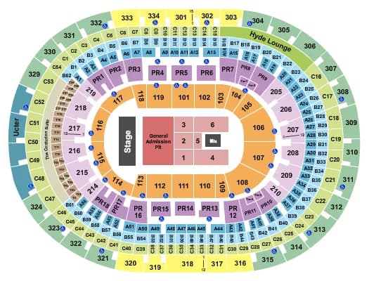 CRYPTOCOM ARENA ENDSTAGE GA PIT Seating Map Seating Chart