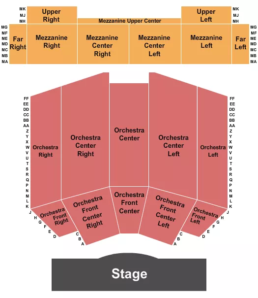 END STAGE Seating Map Seating Chart