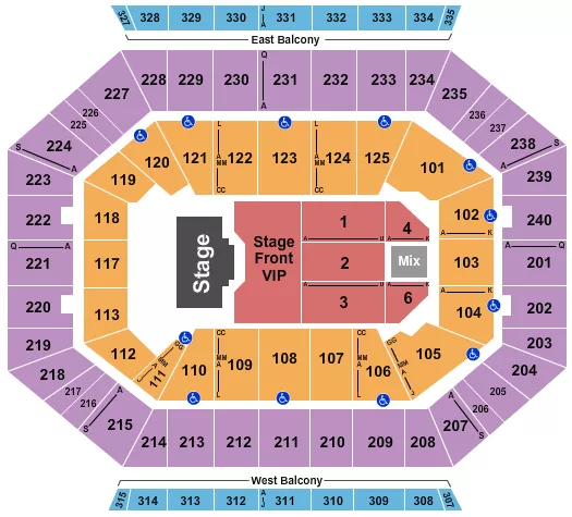 ENDSTAGE STAGE FRONT VIP Seating Map Seating Chart