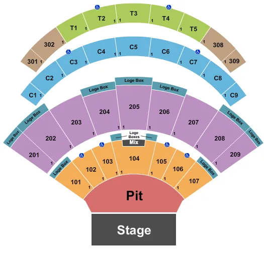DAILYS PLACE AMPHITHEATER ENDSTAGE GA PIT 2 Seating Map Seating Chart
