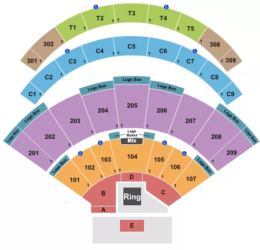 DAILYS PLACE AMPHITHEATER WRESTLING 2 Seating Map Seating Chart