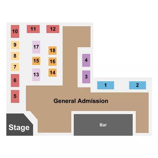 DAN ELECTROS GUITAR BAR ENDSTAGE TABLES Seating Map Seating Chart