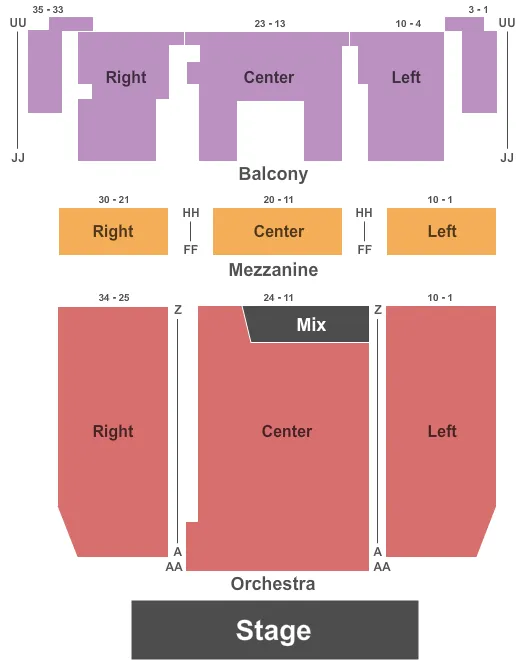 END STAGE Seating Map Seating Chart