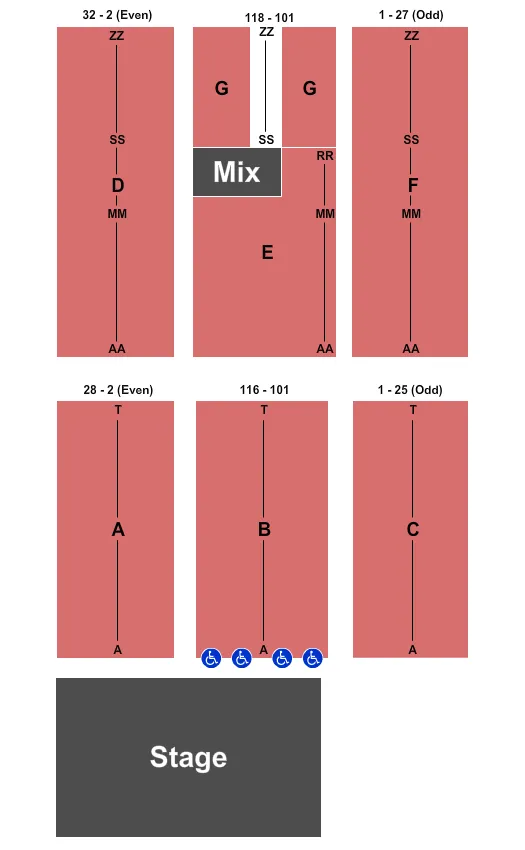 DEADWOOD MOUNTAIN GRAND HOTEL CASINO ENDSTAGE 2 Seating Map Seating Chart