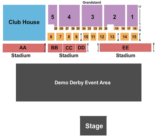 DEMOLITION DERBY 2 Seating Map Seating Chart