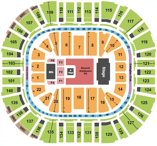 NINE INCH NAILS Seating Map Seating Chart