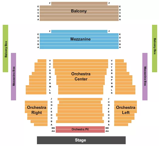 DENNIS C MOSS CULTURAL ARTS CENTER MAIN STAGE ENDSTAGE PIT RLC Seating Map Seating Chart
