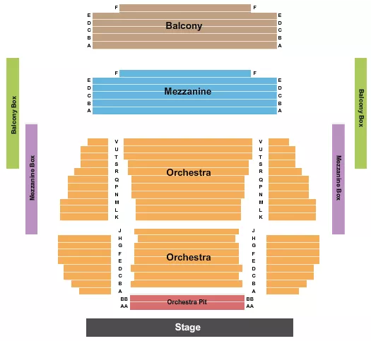 DENNIS C MOSS CULTURAL ARTS CENTER MAIN STAGE ENDSTAGE PIT Seating Map Seating Chart