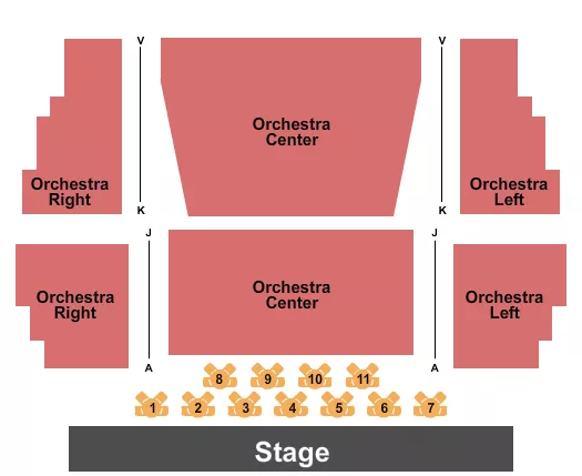 DENNIS C MOSS CULTURAL ARTS CENTER MAIN STAGE ENDSTAGE RESERVED TABLES 2 Seating Map Seating Chart