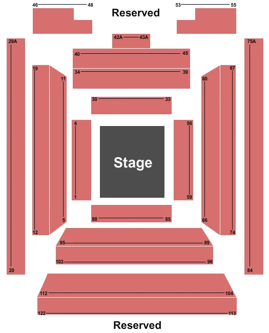 DERBY DINNER PLAYHOUSE CLARKSVILLE CENTER STAGE Seating Map Seating Chart