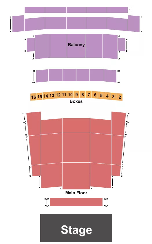 ENDSTAGE W OUT PIT Seating Map Seating Chart