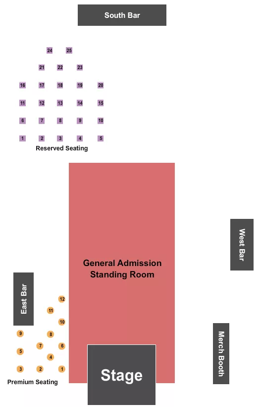 ENDSTAGE TABLES 2 Seating Map Seating Chart