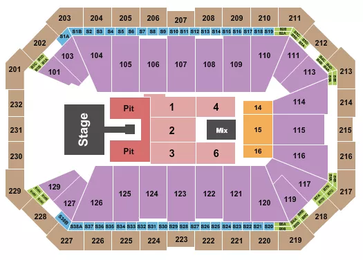 ENDSTAGE PIT W CATWALK Seating Map Seating Chart