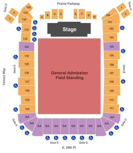 DICKS SPORTING GOODS PARK GA FIELD STANDING Seating Map Seating Chart